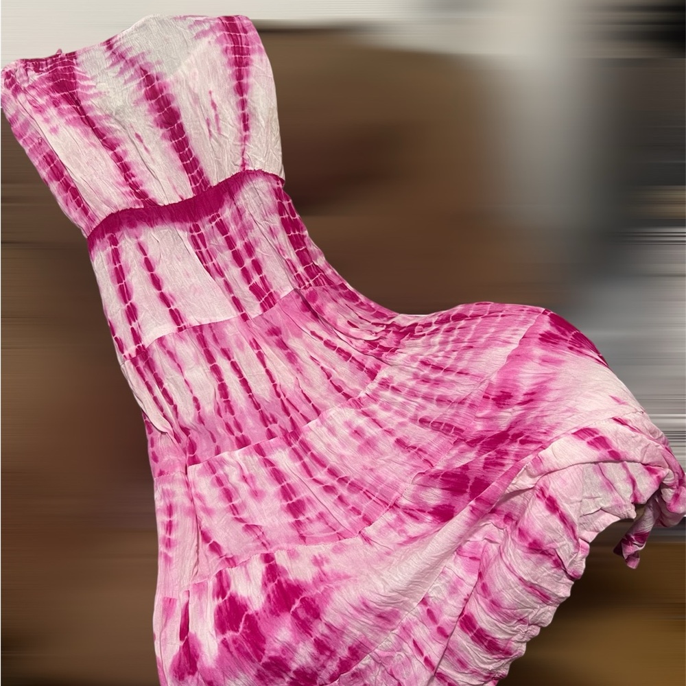 Pink Tie-Dye Maxi Dress